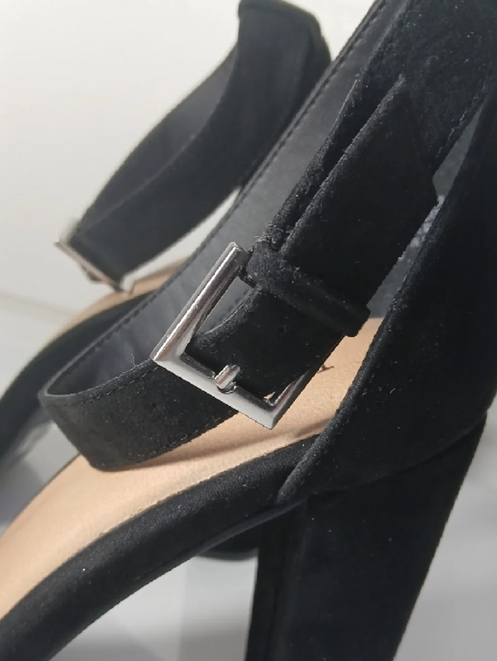 Torrid Black Suede Ankle-Strap Open-Toe Block Heels Size 10W - Picture 7 of 16
